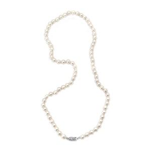 Retro Rosy Japanese Saltwater Cultured Akoya Pearl Necklace - 14K White Gold 19.50 Inch