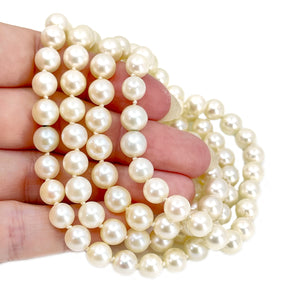 Vintage Hidden Clasp Japanese Saltwater Cultured Akoya Pearl Necklace Strand Bracelet Set - 23.50 & 7.75 Inch