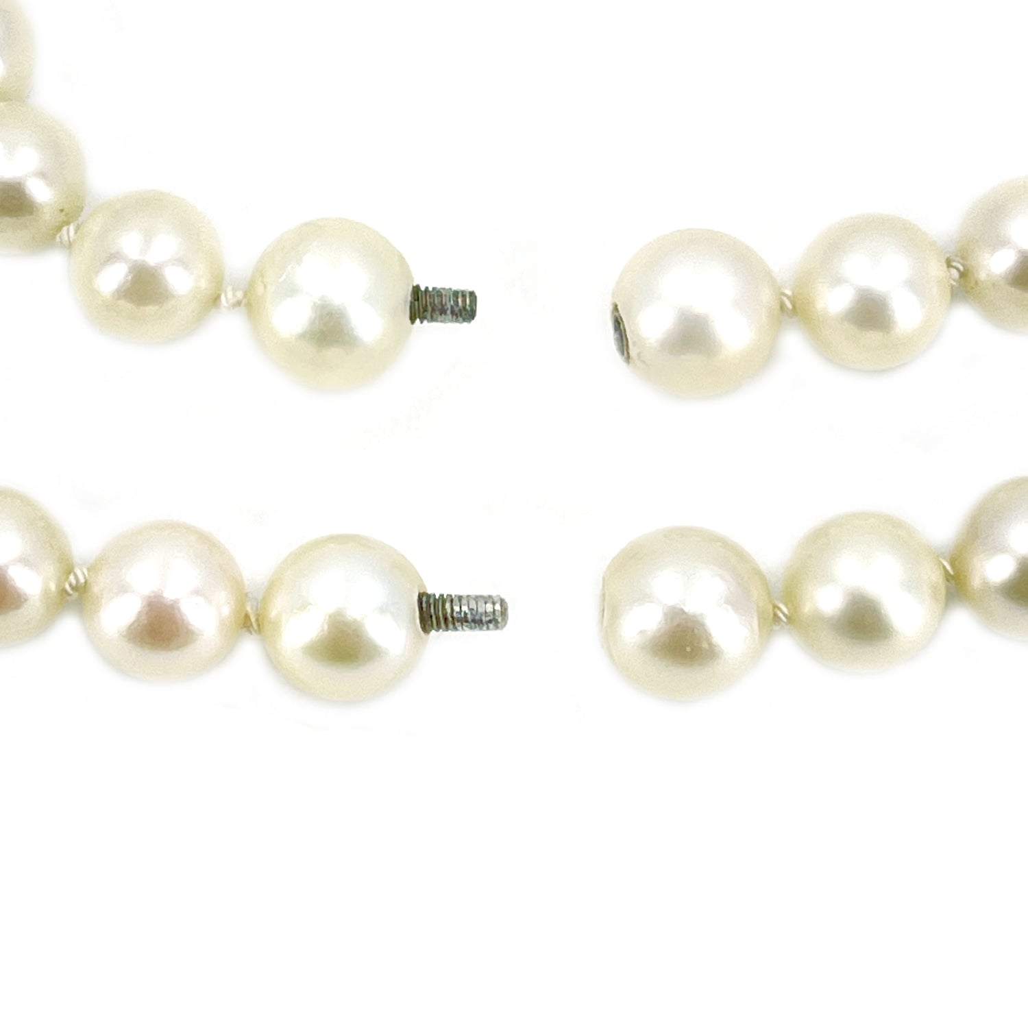 Vintage Hidden Clasp Japanese Saltwater Cultured Akoya Pearl Necklace Strand Bracelet Set - 23.50 & 7.75 Inch