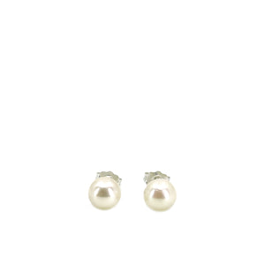 Vintage Modern Akoya Saltwater Cultured Pearl Pierced Earrings- Sterling Silver