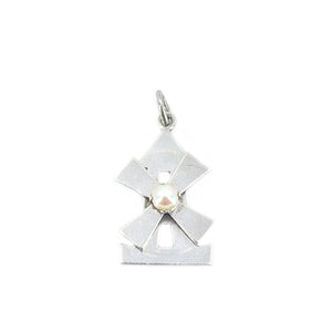 Windmill Japanese Saltwater Cultured Akoya Pearl Pendant Charm- Sterling Silver