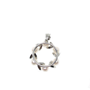 Wreath Japanese Cultured Akoya Pearl Floral Pendant- Sterling Silver