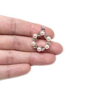 Wreath Japanese Cultured Akoya Pearl Floral Pendant- Sterling Silver