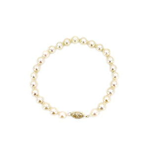 Vintage Japanese Saltwater Akoya Cultured Pearl Bracelet- 14K Yellow Gold