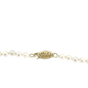 Graduated Mid-Century Japanese Cultured Akoya Pearl Vintage Necklace - 14K Yellow Gold 21 Inch