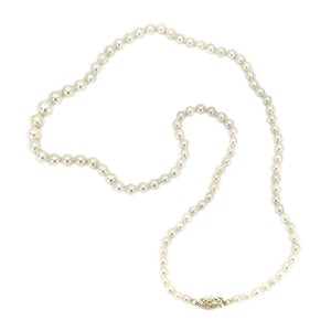 Vintage Graduated Japanese Cultured Saltwater Akoya Pearl Floral Necklace - 14K Yellow Gold 20.50 Inch