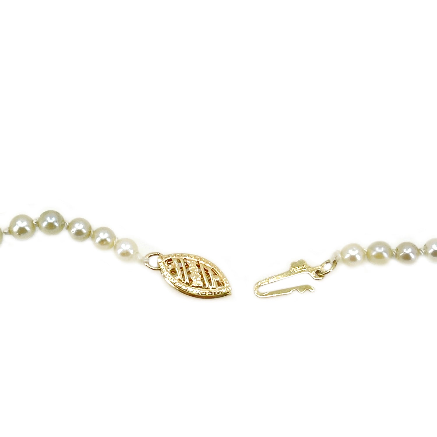 Graduated Estate Japanese Cultured Saltwater Akoya Pearl Vintage Necklace - 14K Yellow Gold 20.50 Inch