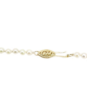 Graduated Mid-Century Japanese Cultured Akoya Pearl Vintage Necklace - 14K Yellow Gold 21 Inch
