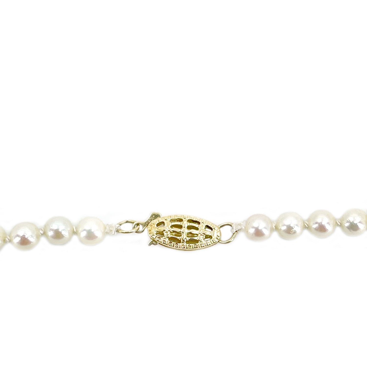 Petite Choker Modernist Japanese Cultured Saltwater Akoya Pearl Vintage Necklace - 14K Yellow Gold 16.50 Inch