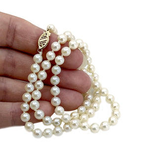 Estate Mid-Century Japanese Cultured Saltwater Akoya Pearl Vintage Necklace - 14K Yellow Gold 19 Inch
