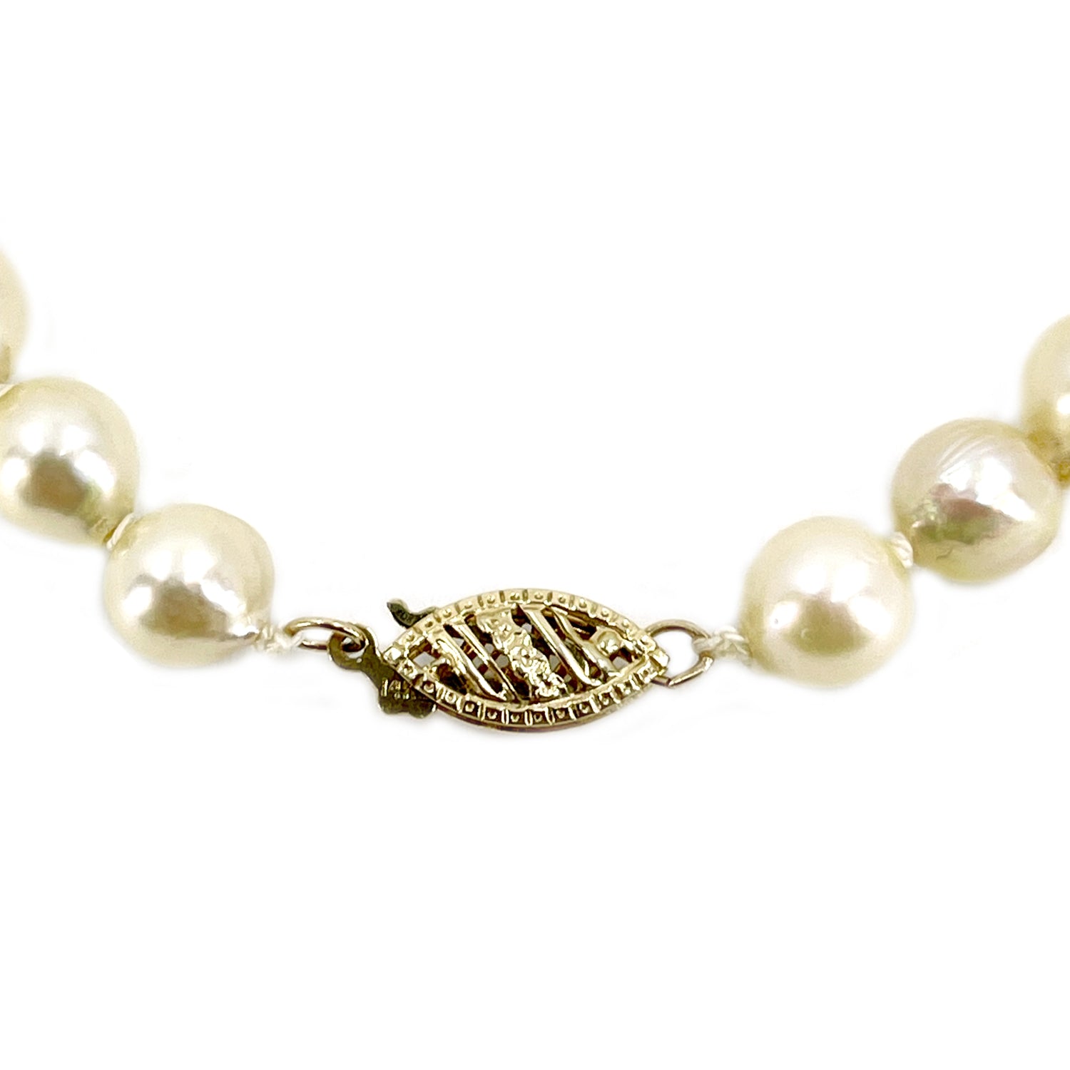 Baroque Mid-Century Vintage Japanese Saltwater Akoya Cultured Pearl Bracelet- 14K Yellow Gold