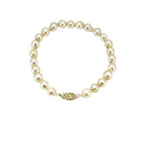 Baroque Mid-Century Vintage Japanese Saltwater Akoya Cultured Pearl Bracelet- 14K Yellow Gold