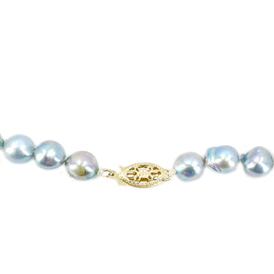 Vintage Choker Baroque Blue Mid-Century Japanese Saltwater Cultured Akoya Pearl Choker Necklace - 14K Yellow Gold 16 Inch