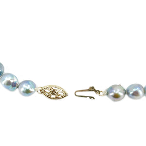 Vintage Choker Baroque Blue Mid-Century Japanese Saltwater Cultured Akoya Pearl Choker Necklace - 14K Yellow Gold 16 Inch