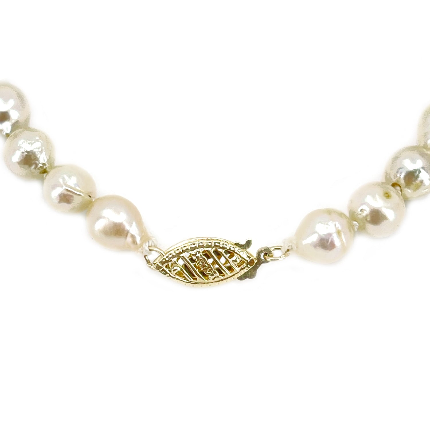 Vintage Baroque Japanese Saltwater Akoya Cultured Pearl Bracelet- 14K Yellow Gold