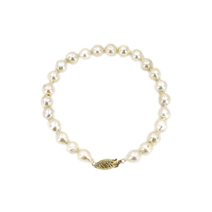 Vintage Baroque Japanese Saltwater Akoya Cultured Pearl Bracelet- 14K Yellow Gold